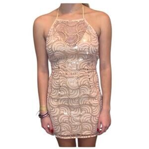NWT About Us Peach Sequin Lined Mini Dress‎